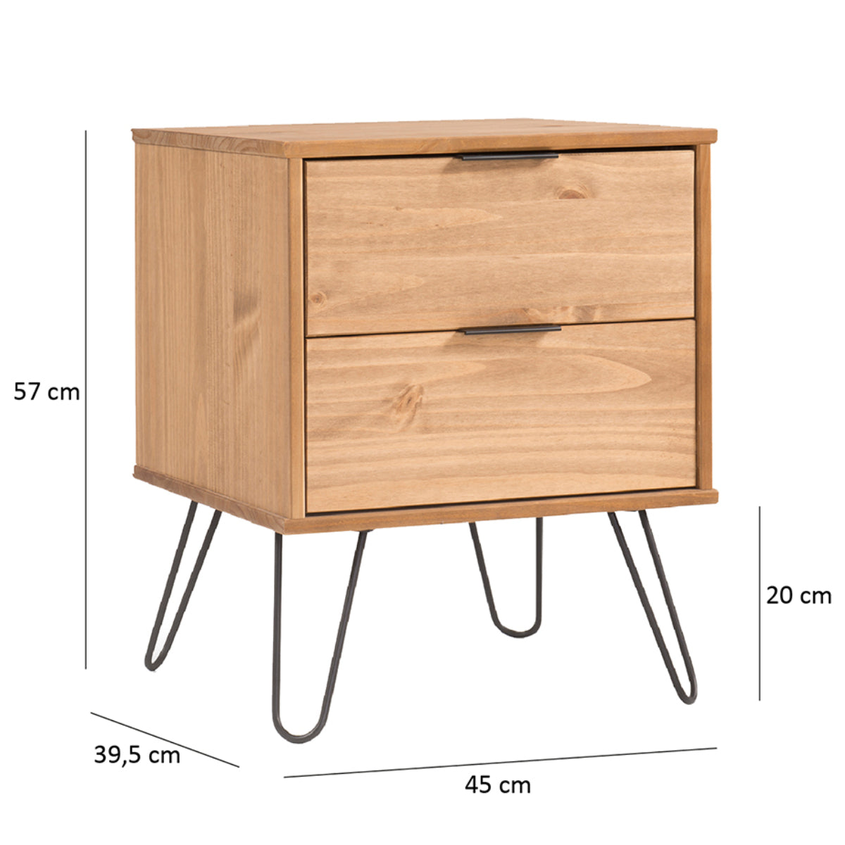 Bravo Furniture | Ashford 2 Drawers Wood Bedside Cabinet