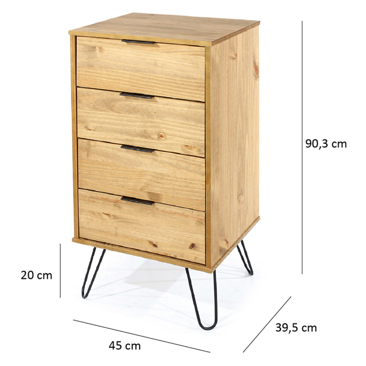 Bravo Furniture | Ashford 4 Drawer Narrow Chest of Wood
