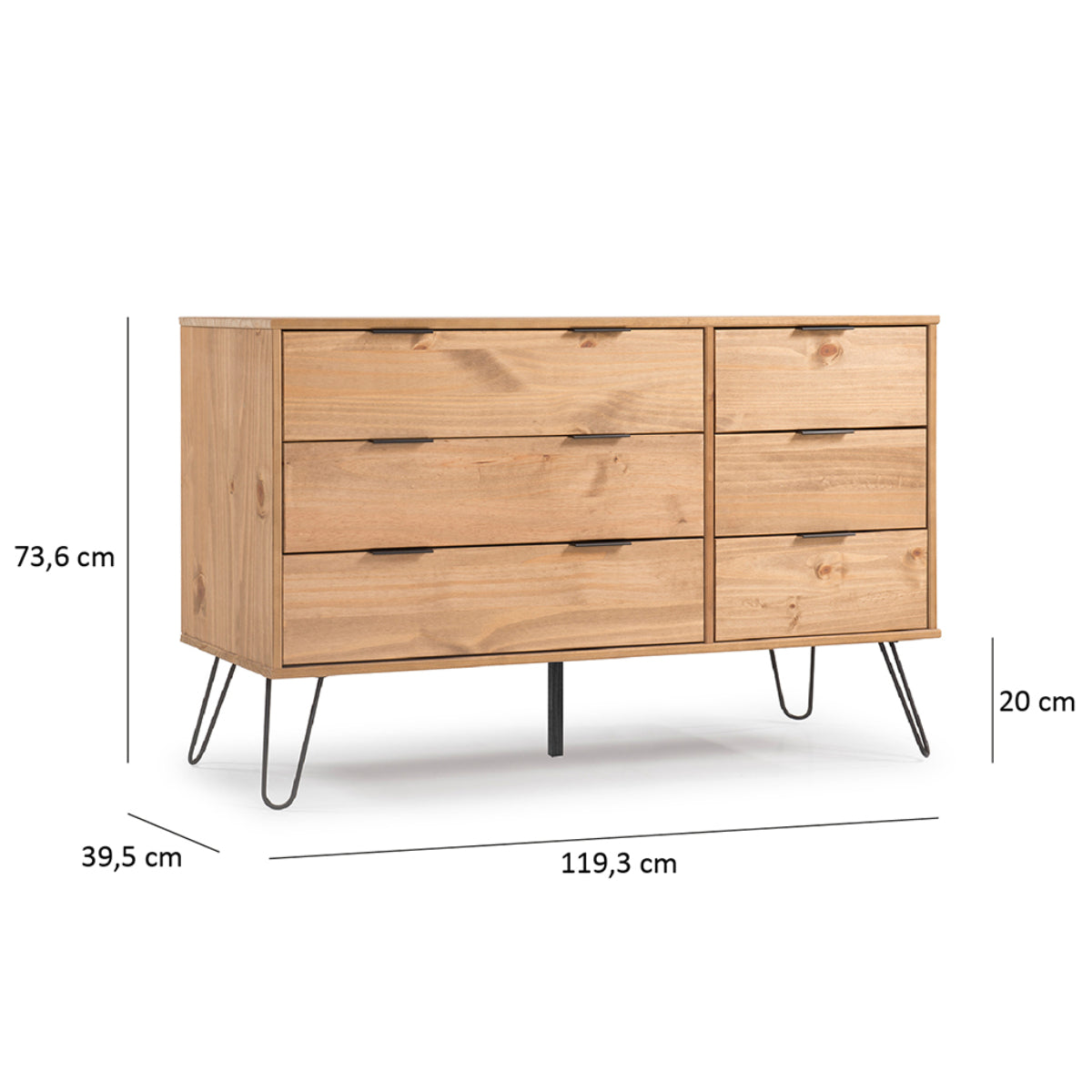 Bravo Furniture | Ashford 3+3 Drawer Wide Chest of Wood