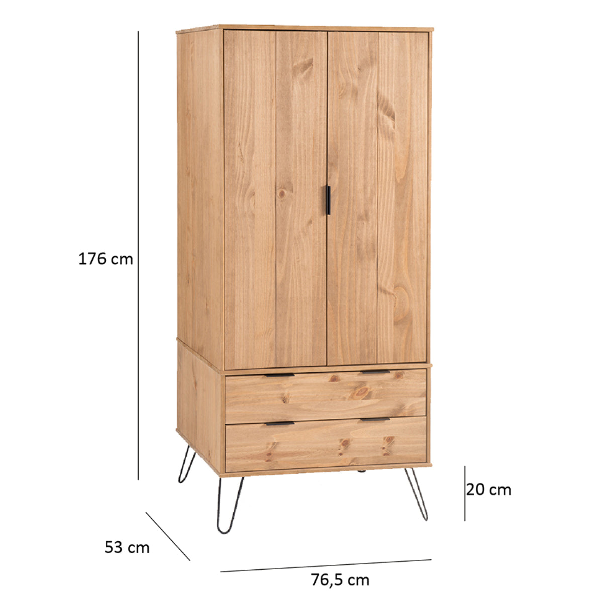 Bravo Furniture | Ashford 2 Doors 2 Drawers Wood Wardrobe