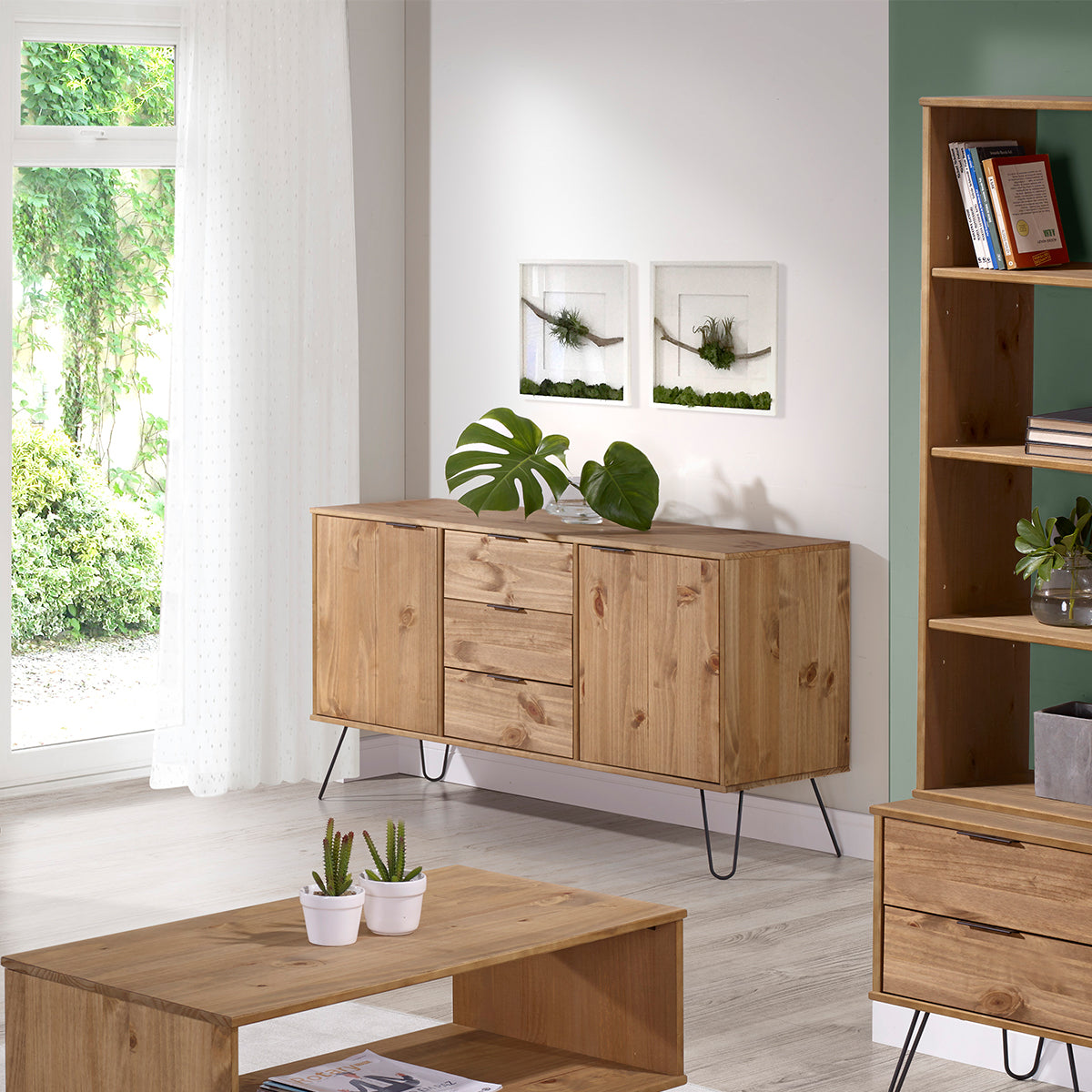 Bravo Furniture | Ashford Medium Wood Sideboard with 2 Doors, 3 Drawers