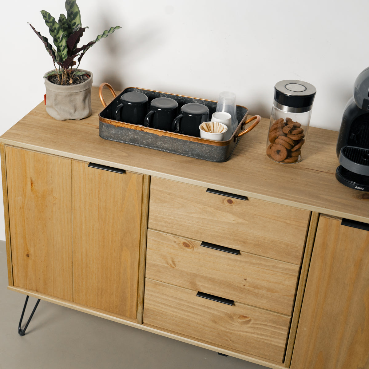 Bravo Furniture | Ashford Medium Wood Sideboard with 2 Doors, 3 Drawers