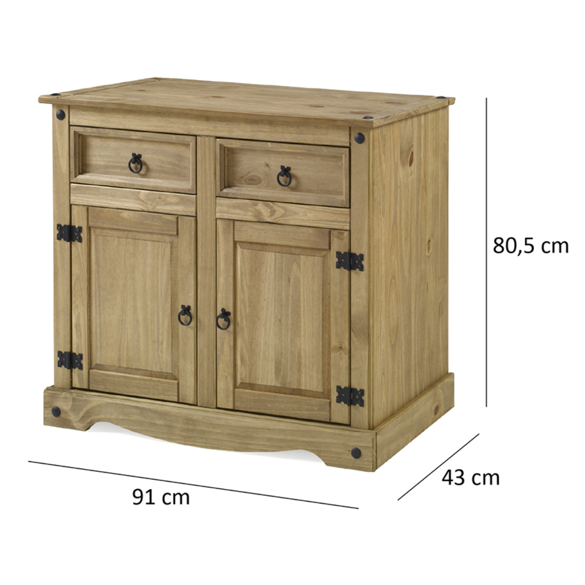 Bravo Furniture | Corona Small Wood Sideboard with 2 Doors, 2 Drawers