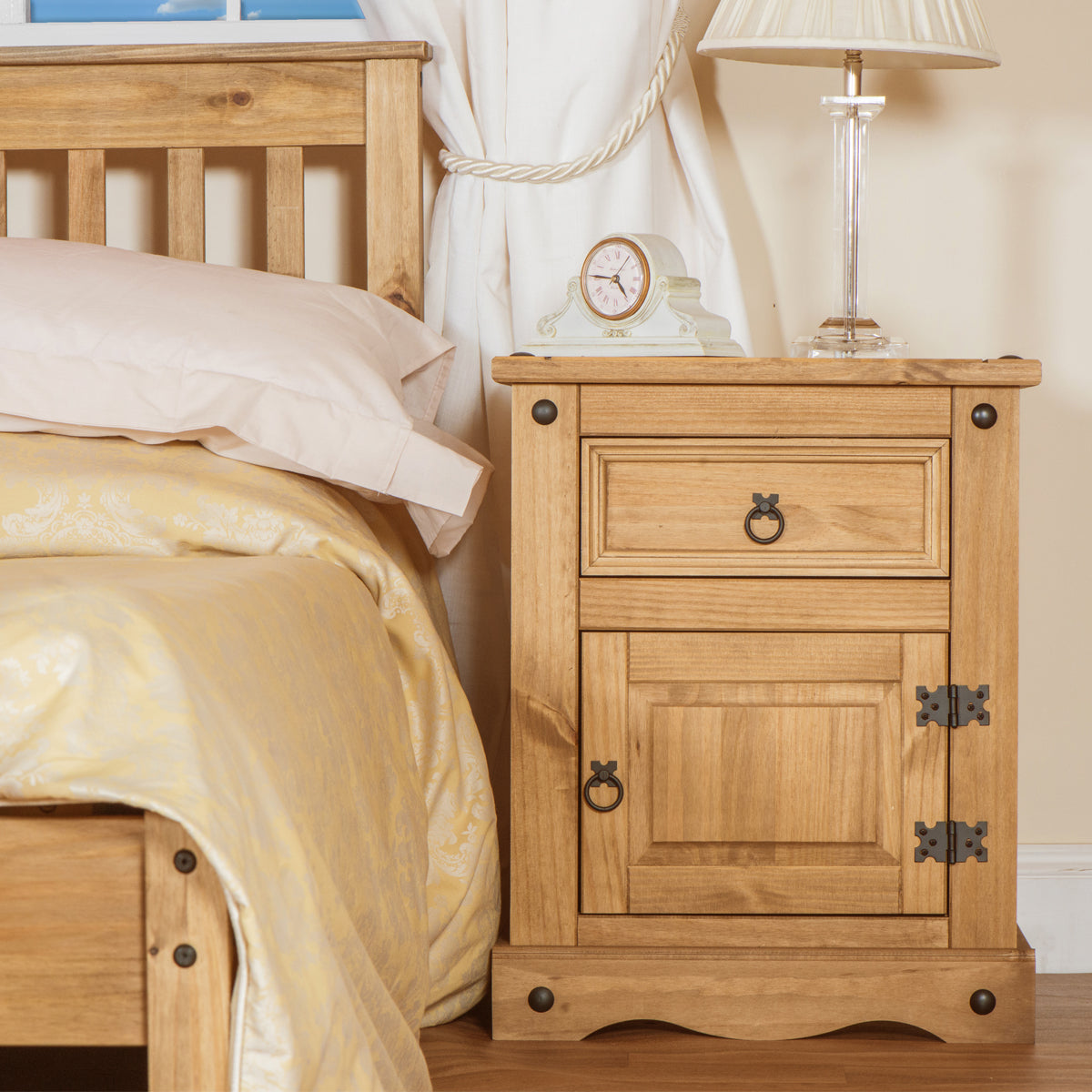 Bravo Furniture | Corona 1 Drawer, 1 Door Wood Bedside Cabinet