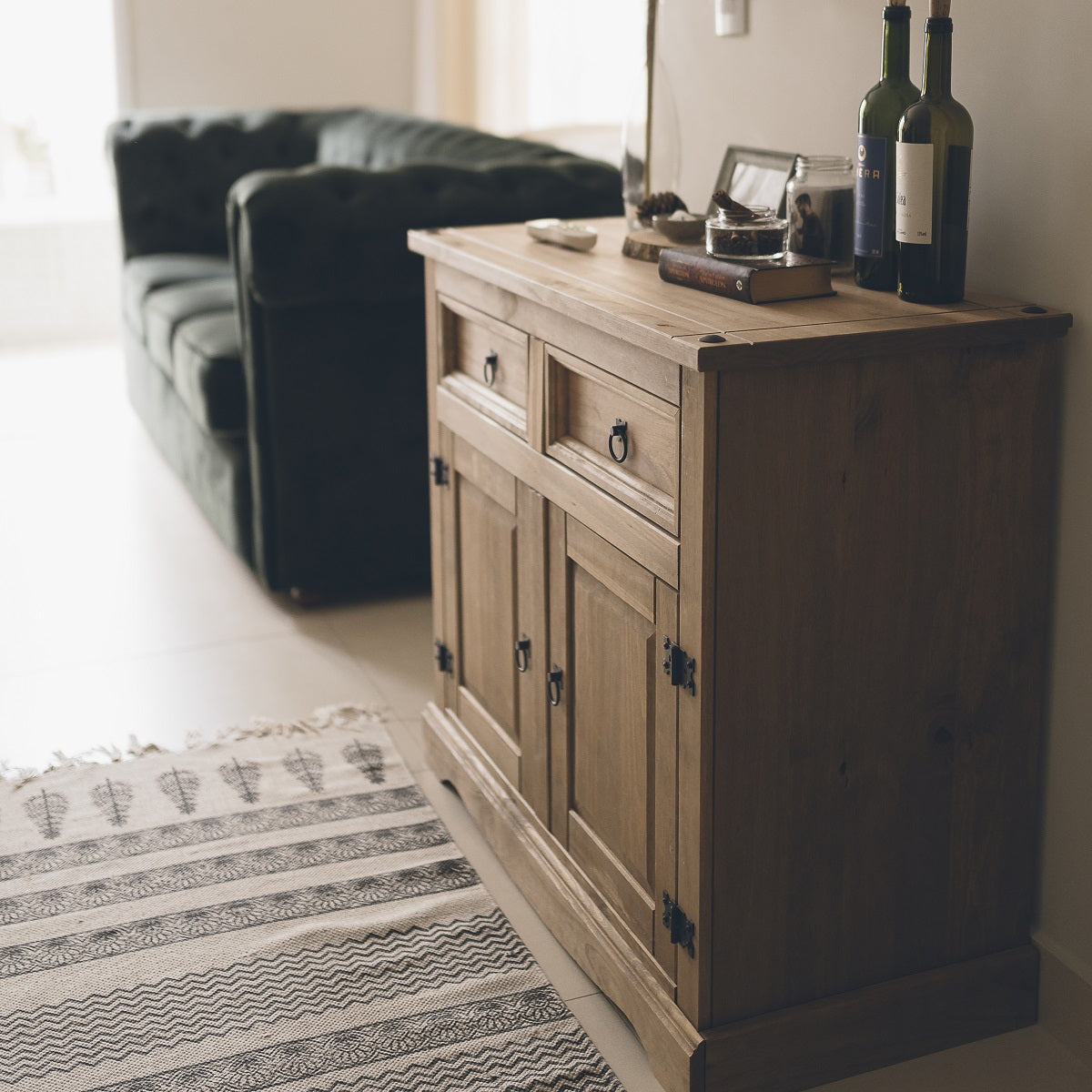 Bravo Furniture | Corona Small Wood Sideboard with 2 Doors, 2 Drawers