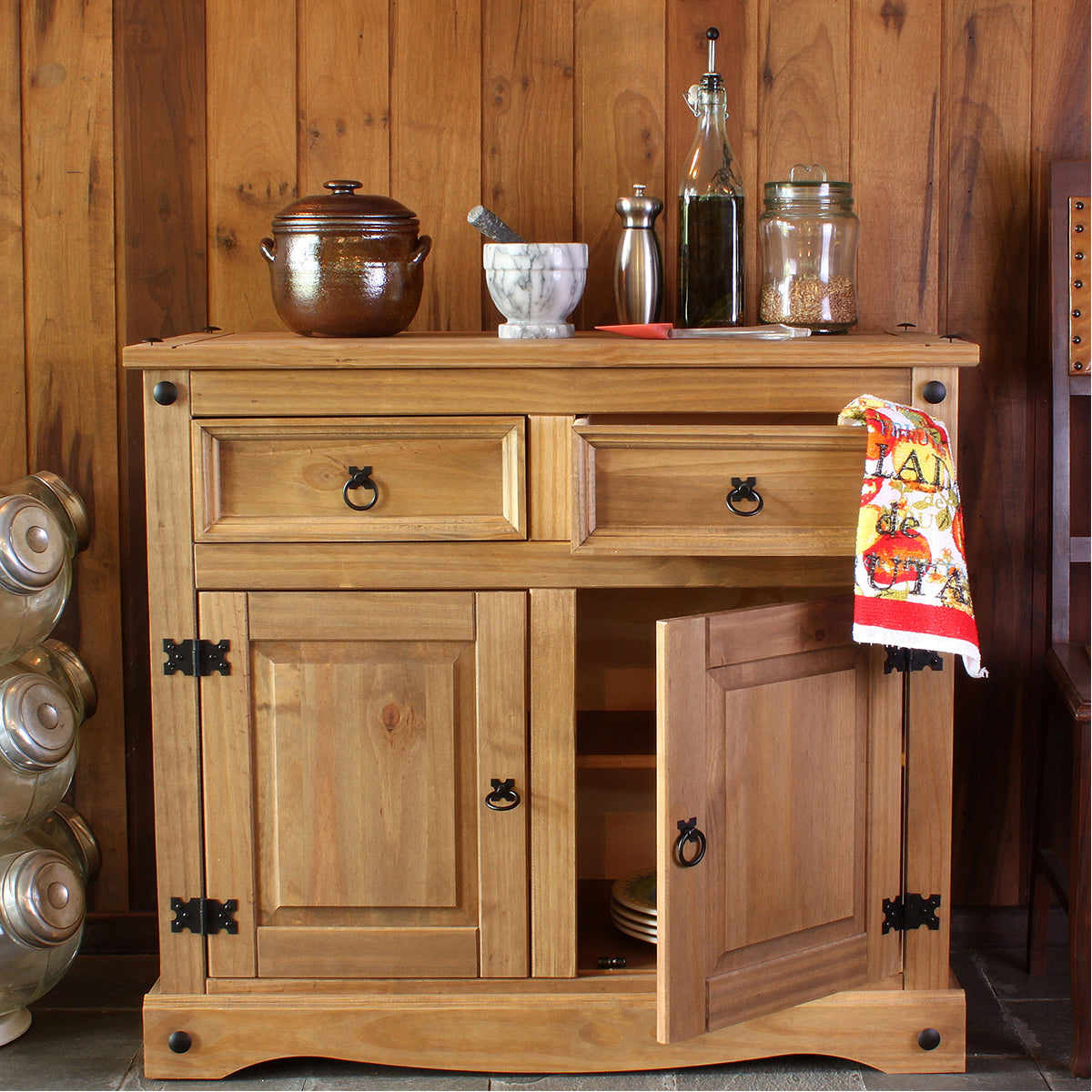 Bravo Furniture | Corona Small Wood Sideboard with 2 Doors, 2 Drawers