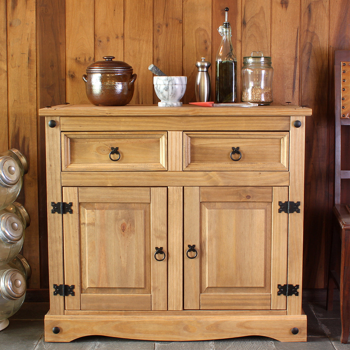 Bravo Furniture | Corona Small Wood Sideboard with 2 Doors, 2 Drawers
