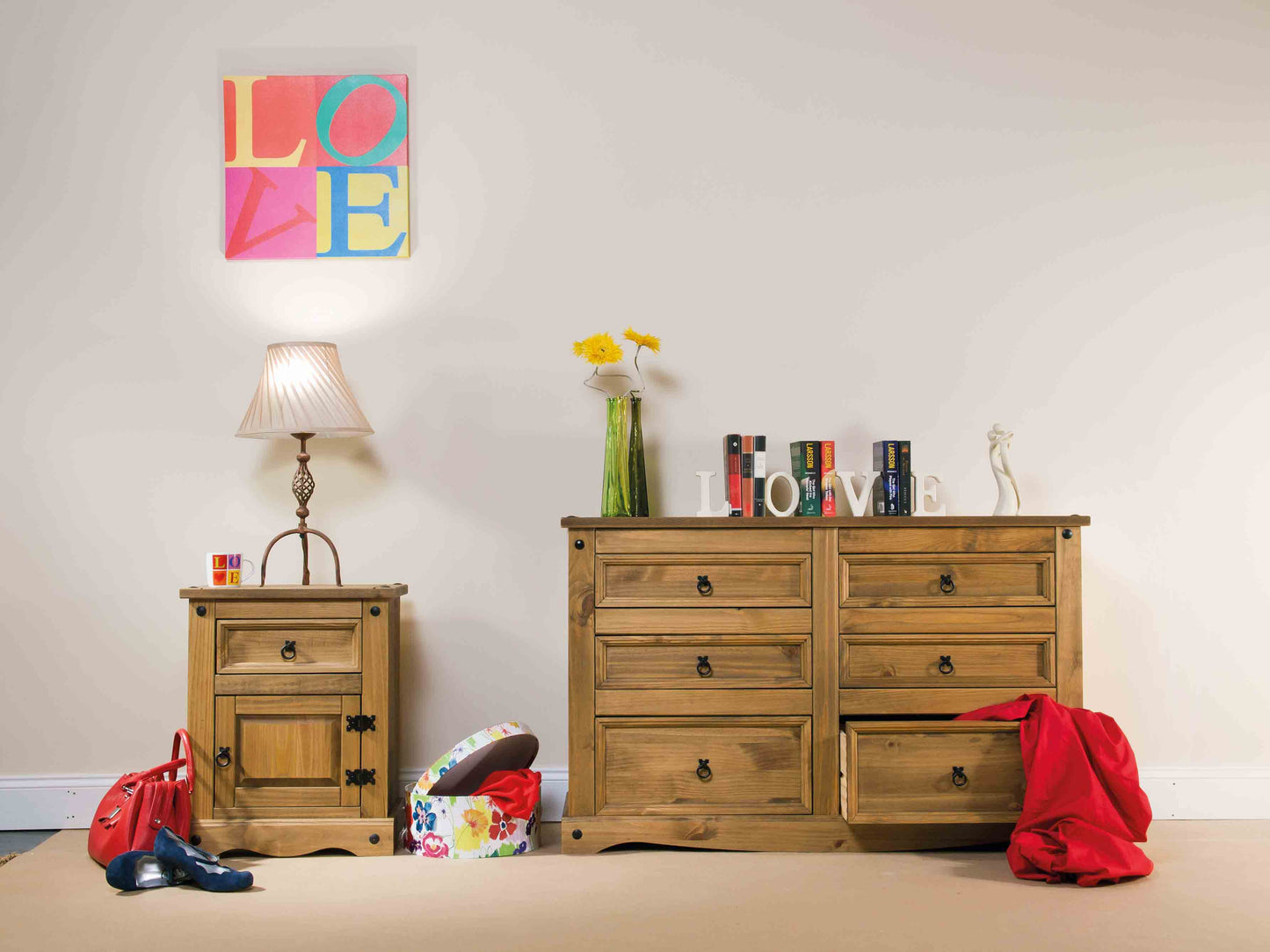 Bravo Furniture | Corona 1 Drawer, 1 Door Wood Bedside Cabinet