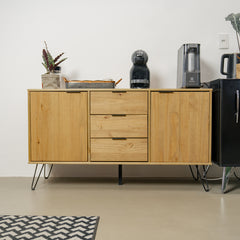 Bravo Furniture | Ashford Medium Wood Sideboard with 2 Doors, 3 Drawers