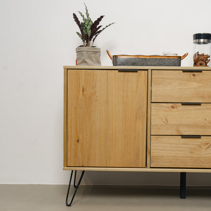 Bravo Furniture | Ashford Medium Wood Sideboard with 2 Doors, 3 Drawers