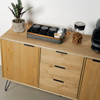 Bravo Furniture | Ashford Medium Wood Sideboard with 2 Doors, 3 Drawers
