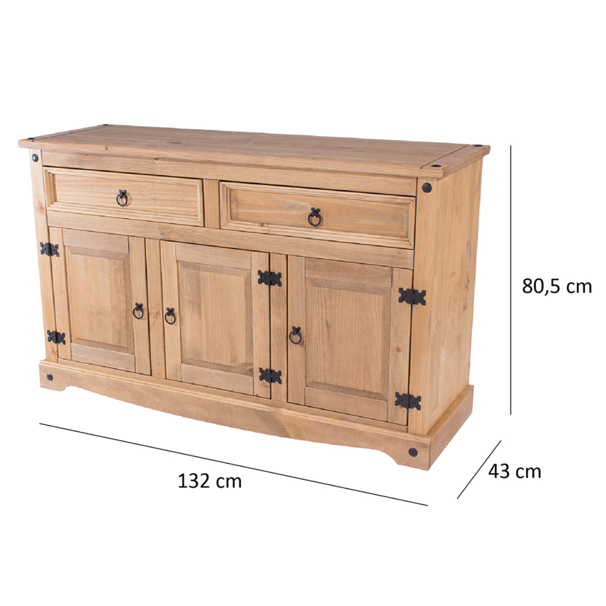 Bravo Furniture | Corona Medium Wood Sideboard with 2 Doors, 3 Drawers