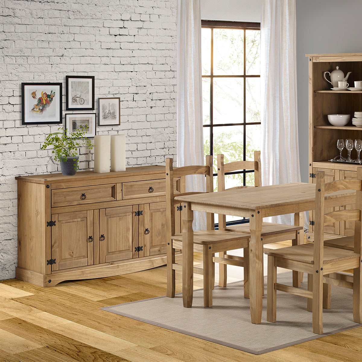 Bravo Furniture | Corona Medium Wood Sideboard with 2 Doors, 3 Drawers
