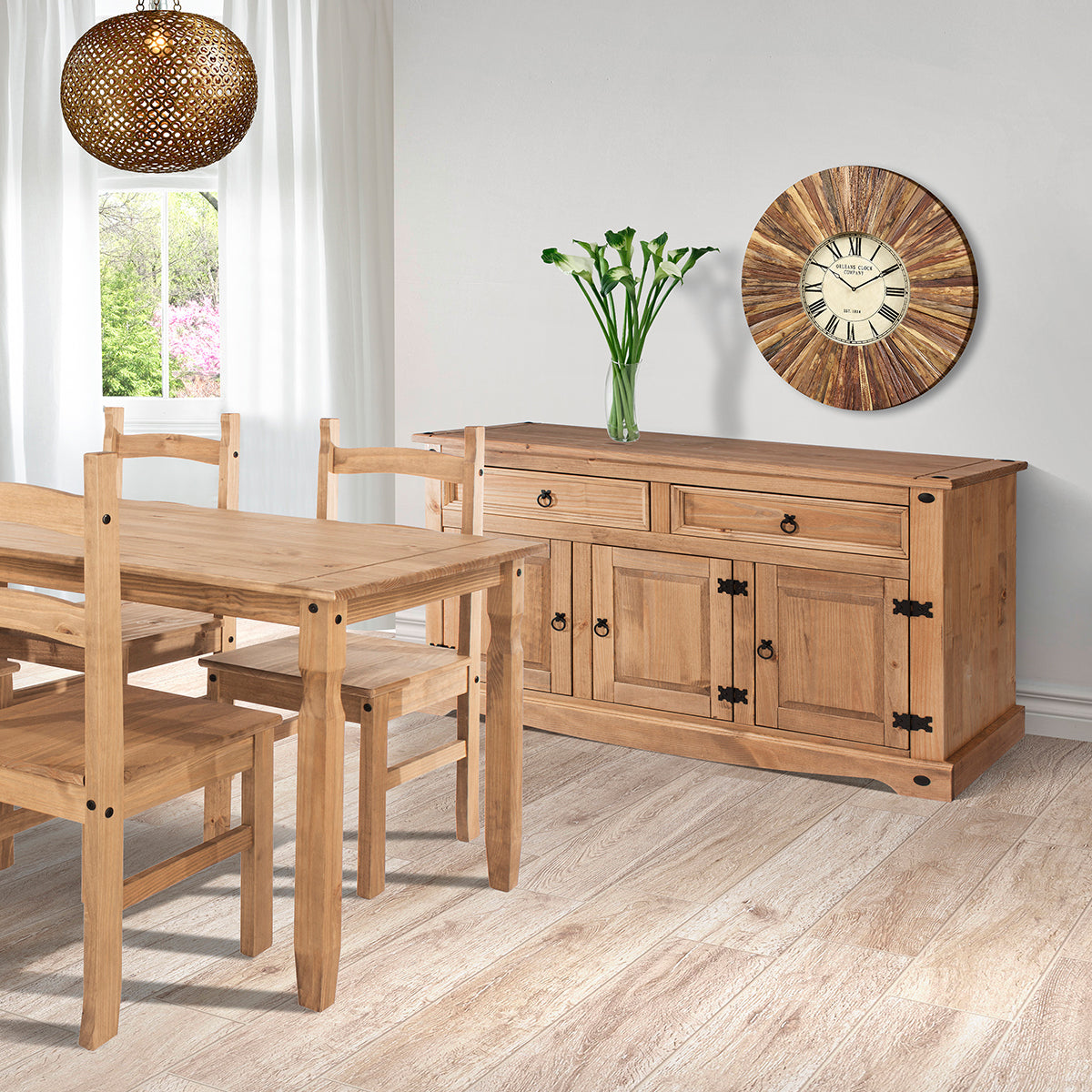 Bravo Furniture | Corona Medium Wood Sideboard with 2 Doors, 3 Drawers