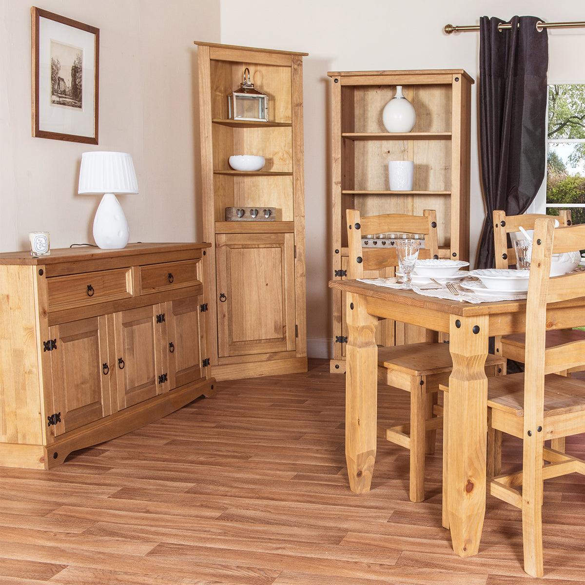 Bravo Furniture | Corona Medium Wood Sideboard with 2 Doors, 3 Drawers