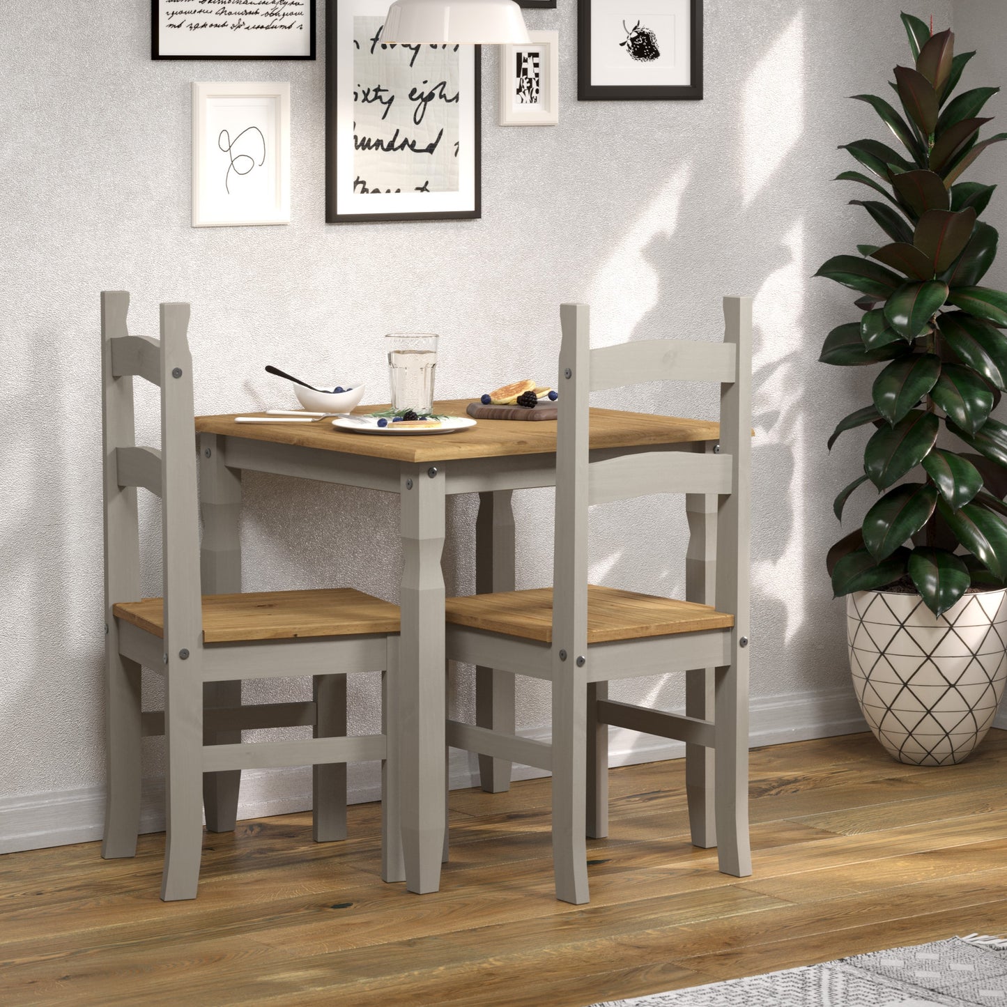 Bravo Furniture | Corona Grey Square Dining Table and 2 Chair Set