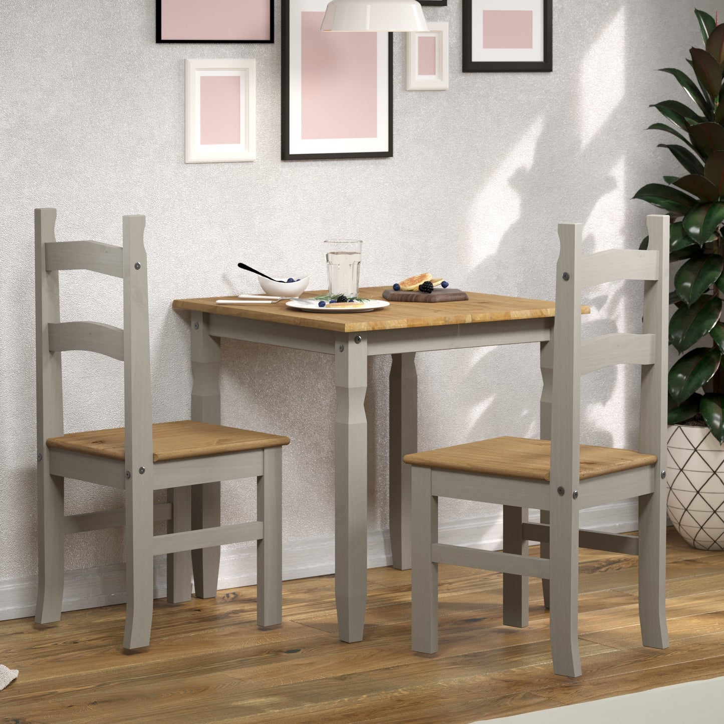 Bravo Furniture | Corona Grey Square Dining Table and 2 Chair Set
