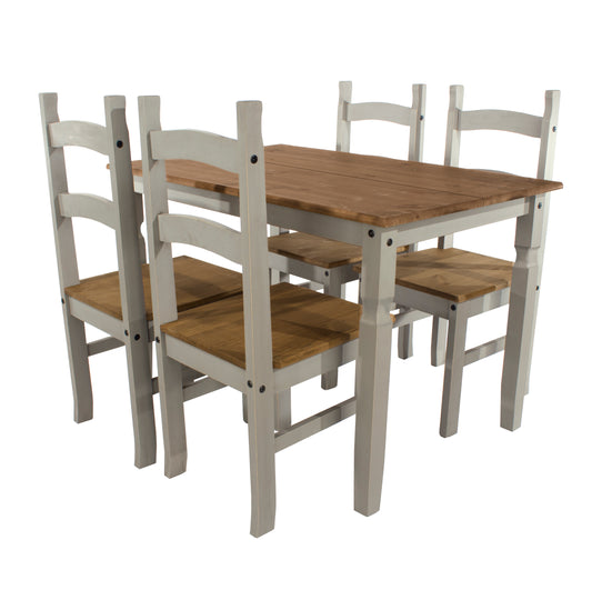 Bravo Furniture | Corona Grey Rectangular Dining Table and 4 Chair Set