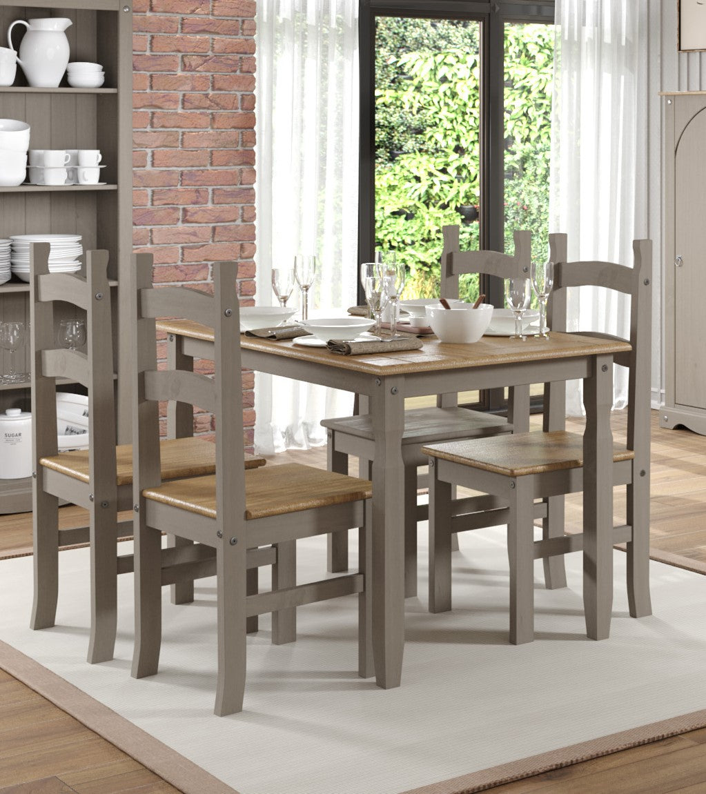 Bravo Furniture | Corona Grey Rectangular Dining Table and 4 Chair Set