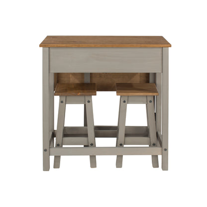 Bravo Furniture | Corona Grey Breakfast Drop Leaf Table and 2 Stool Set