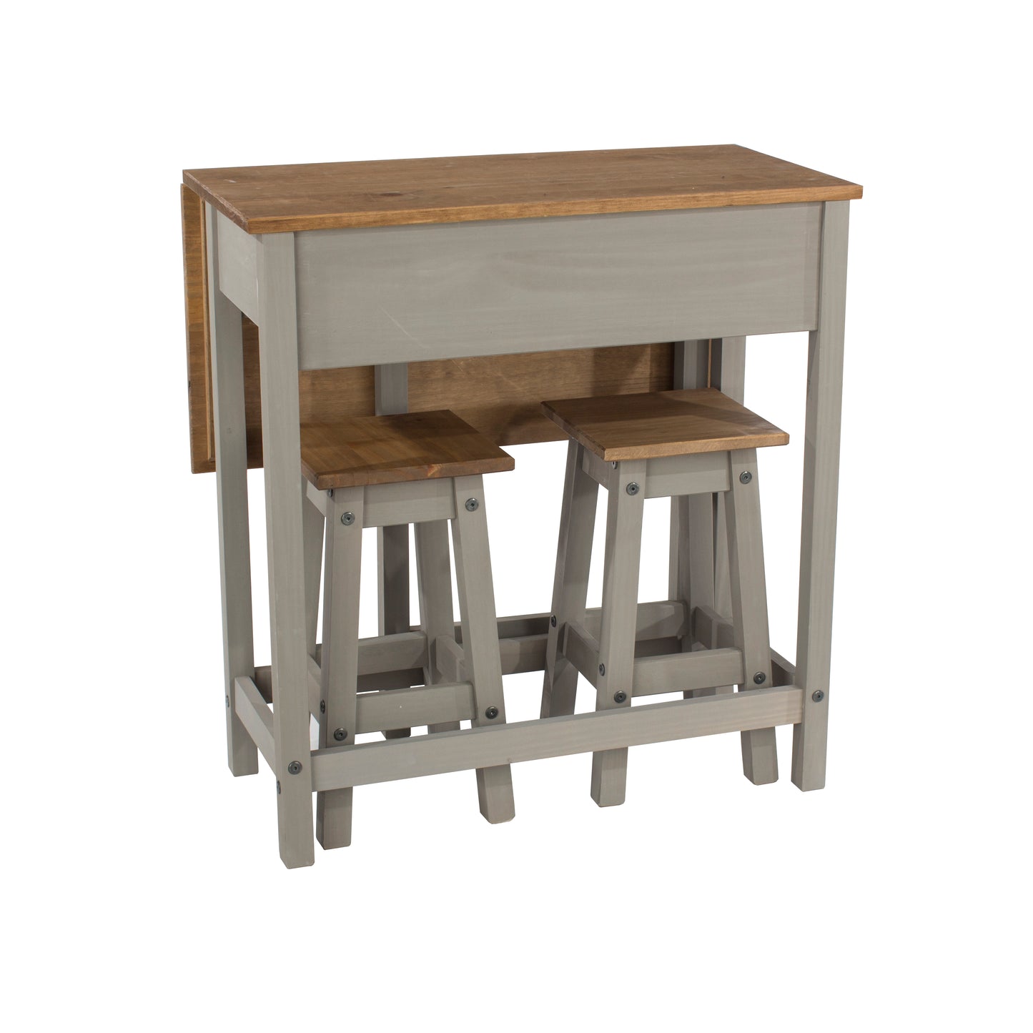 Bravo Furniture | Corona Grey Breakfast Drop Leaf Table and 2 Stool Set