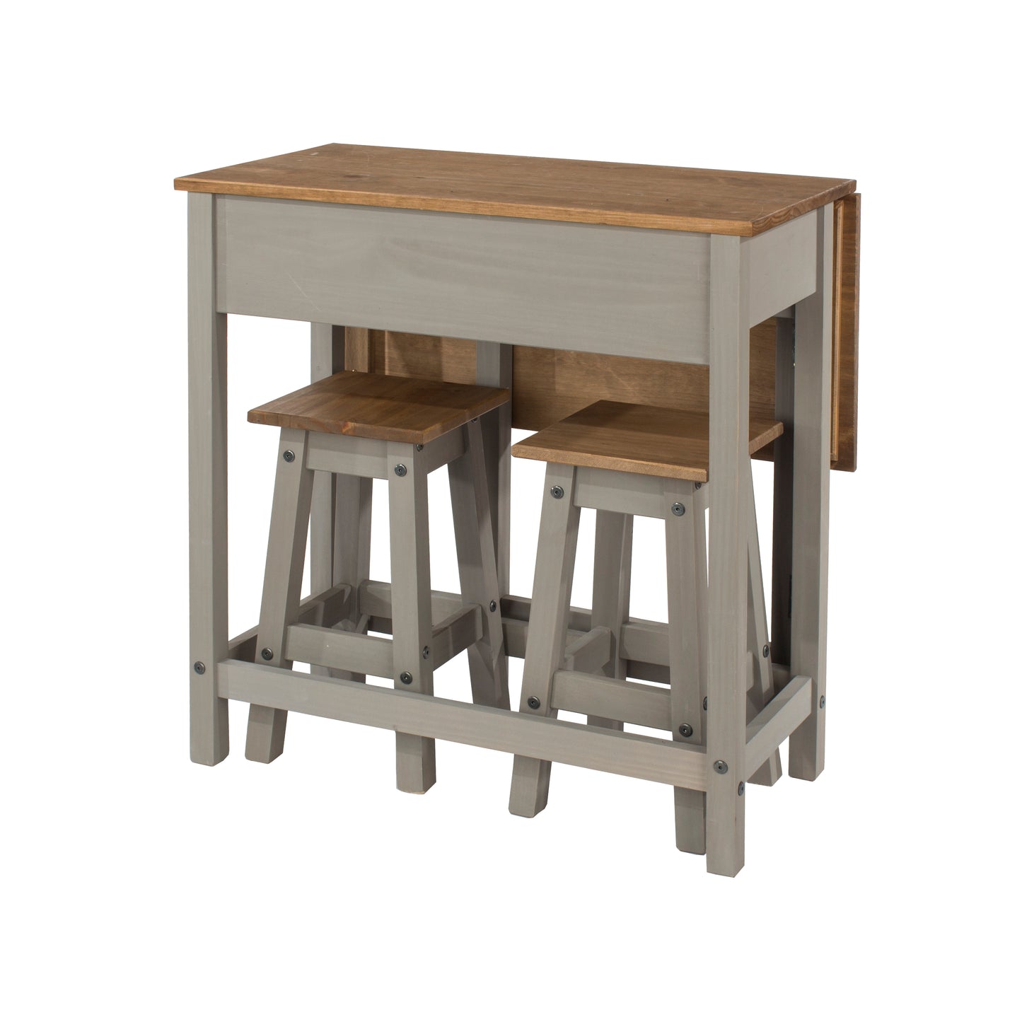 Bravo Furniture | Corona Grey Breakfast Drop Leaf Table and 2 Stool Set