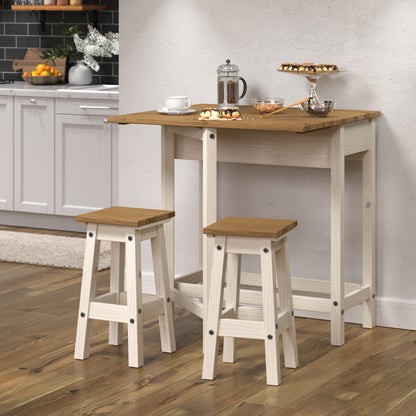 Bravo Furniture | Corona Snow Breakfast Drop Leaf Table and 2 Stool Set