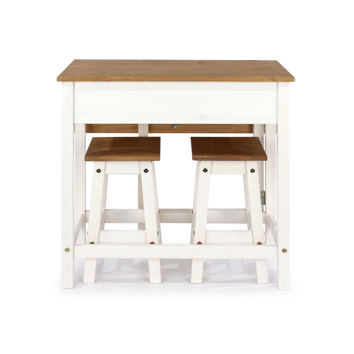 Bravo Furniture | Corona Snow Breakfast Drop Leaf Table and 2 Stool Set