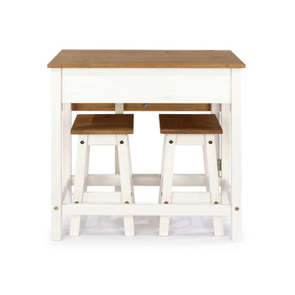 Bravo Furniture | Corona Snow Breakfast Drop Leaf Table and 2 Stool Set
