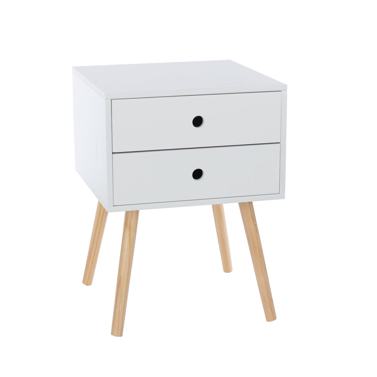 Bravo Furniture | Scandia 2 Drawers Wood Legs Bedside Cabinet White