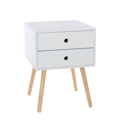 Bravo Furniture | Scandia 2 Drawers Wood Legs Bedside Cabinet White