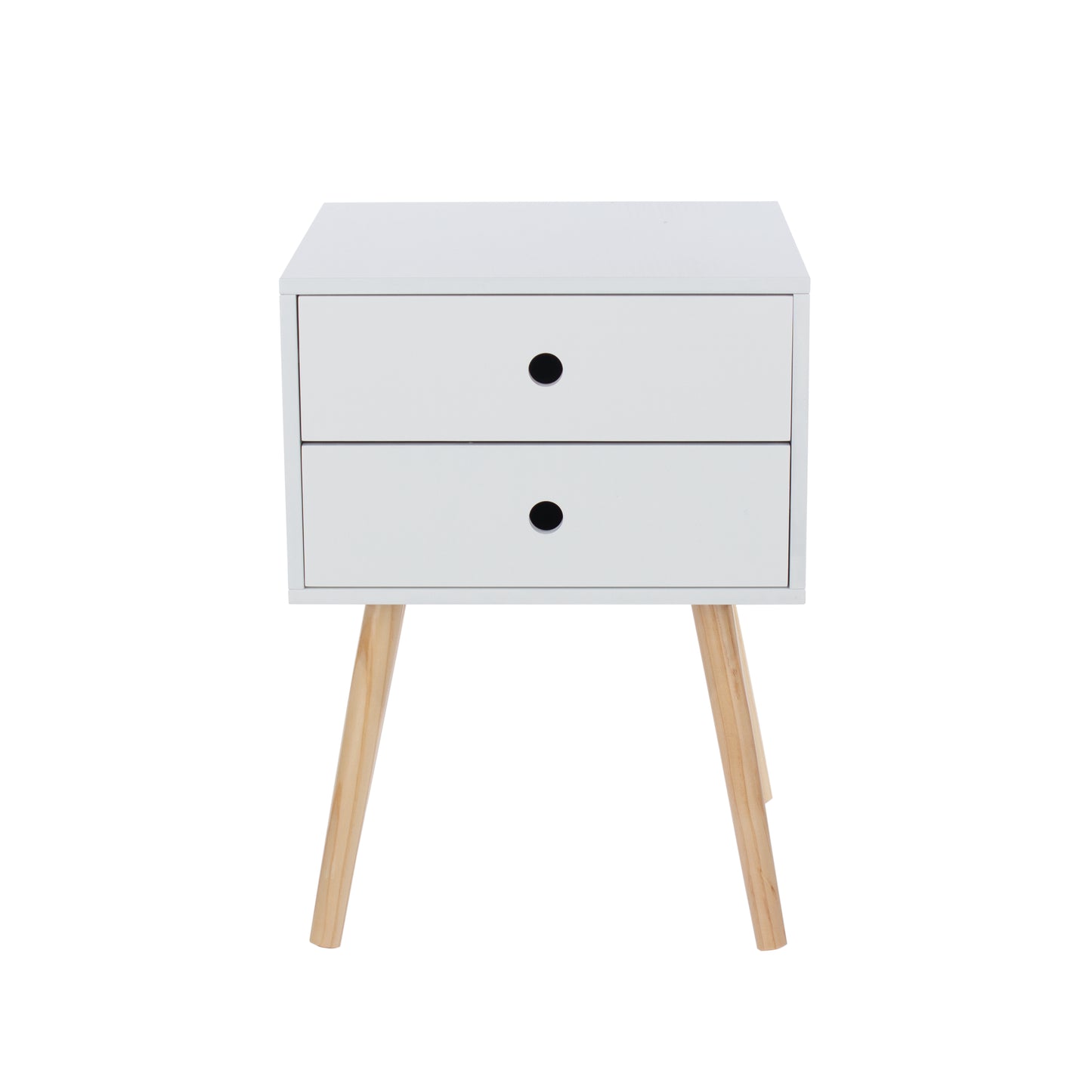 Bravo Furniture | Scandia 2 Drawers Wood Legs Bedside Cabinet White