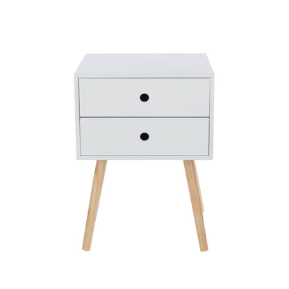 Bravo Furniture | Scandia 2 Drawers Wood Legs Bedside Cabinet White