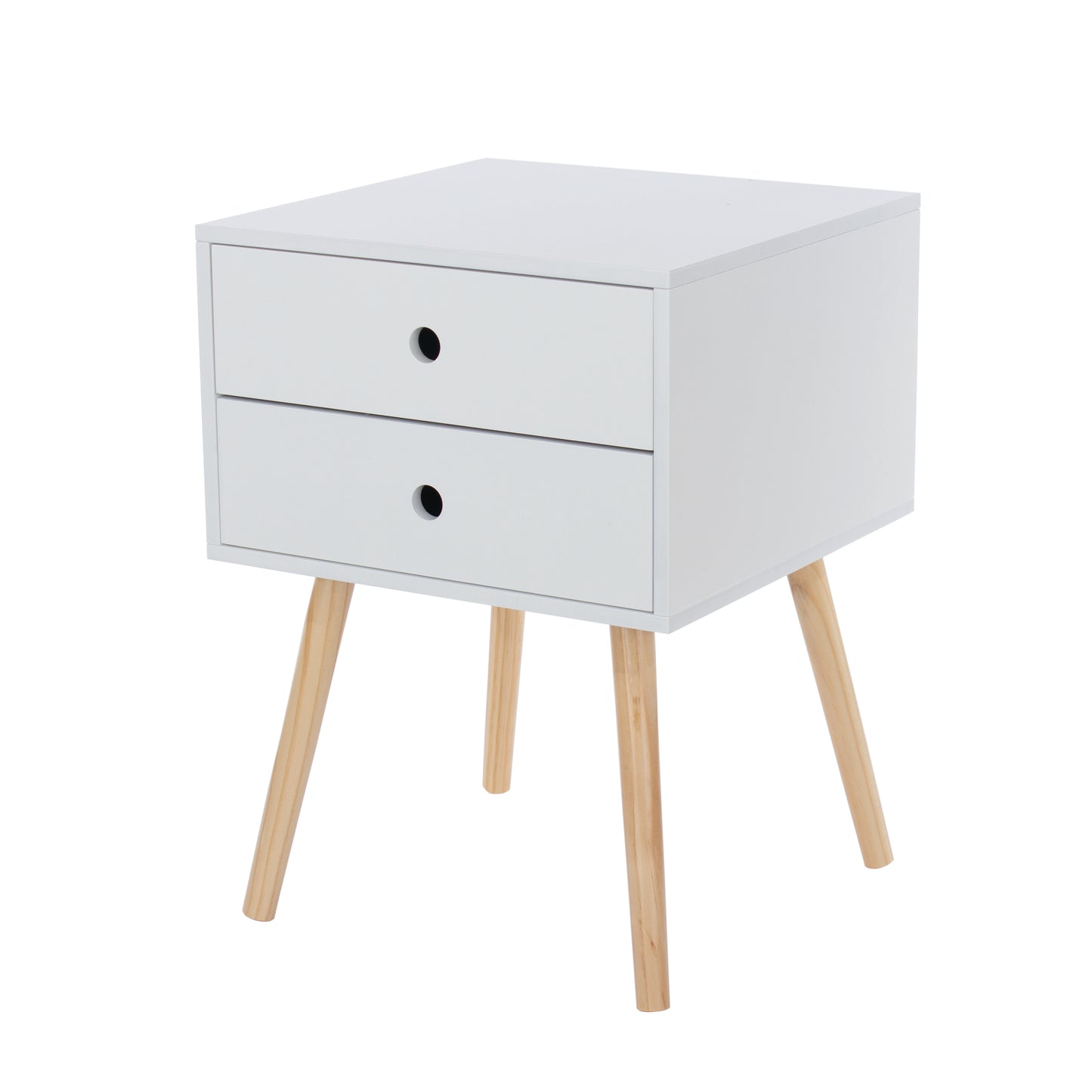 Bravo Furniture | Scandia 2 Drawers Wood Legs Bedside Cabinet White