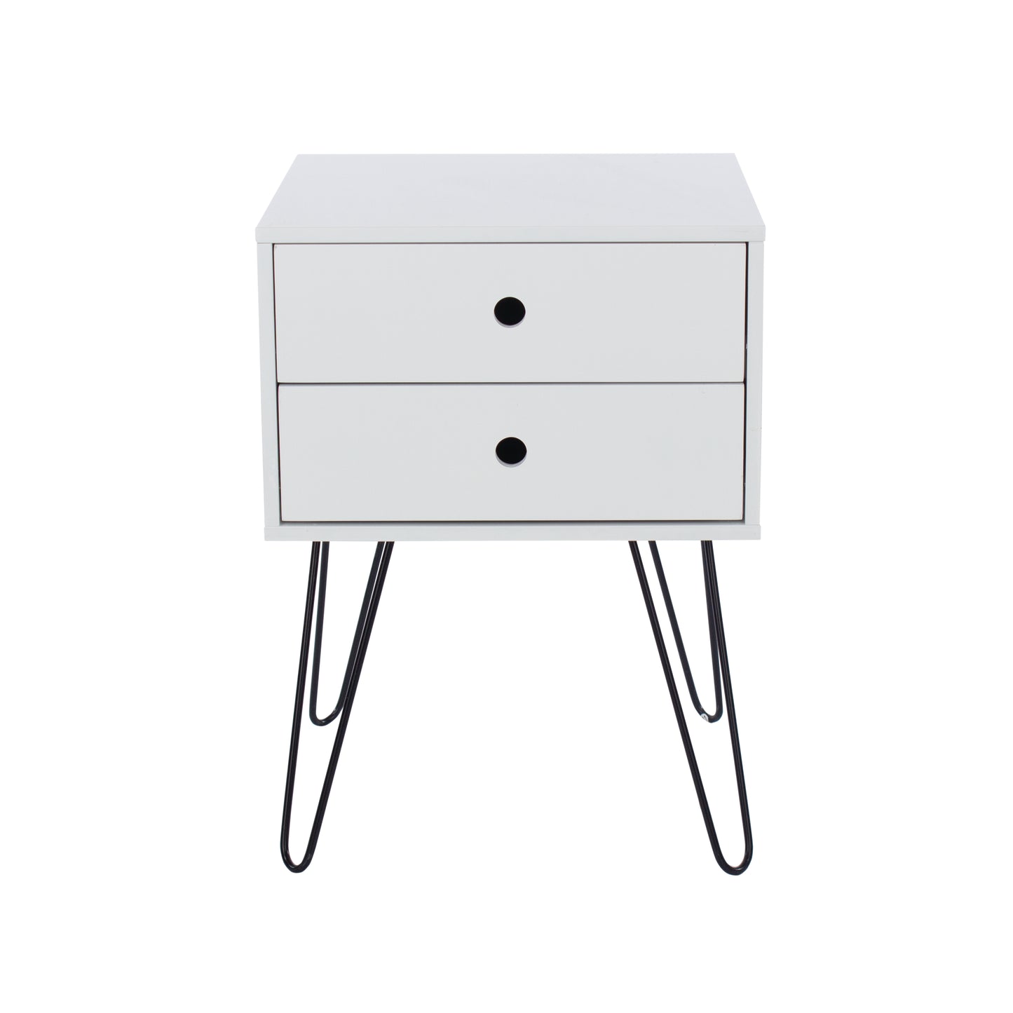 Bravo Furniture | Telford 2 Drawers Bedside Cabinet With Hair Pin Legs White