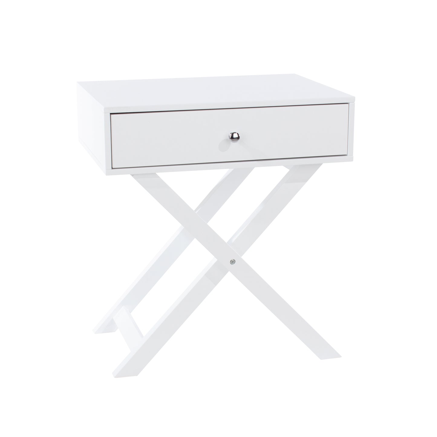 Bravo Furniture | X Leg 1 Drawer Bedside Cabinet White