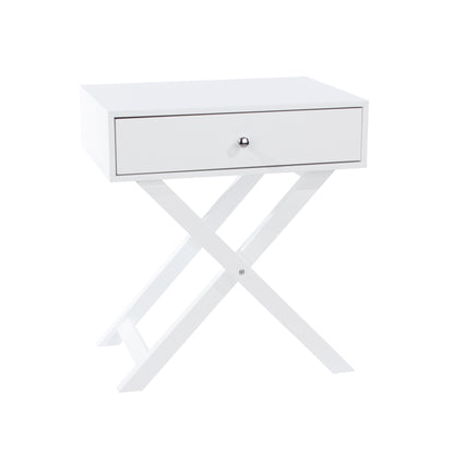 Bravo Furniture | X Leg 1 Drawer Bedside Cabinet White