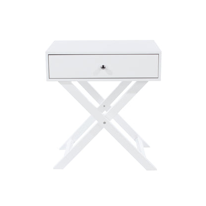 Bravo Furniture | X Leg 1 Drawer Bedside Cabinet White
