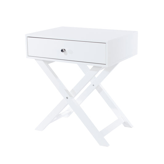 Bravo Furniture | X Leg 1 Drawer Bedside Cabinet White