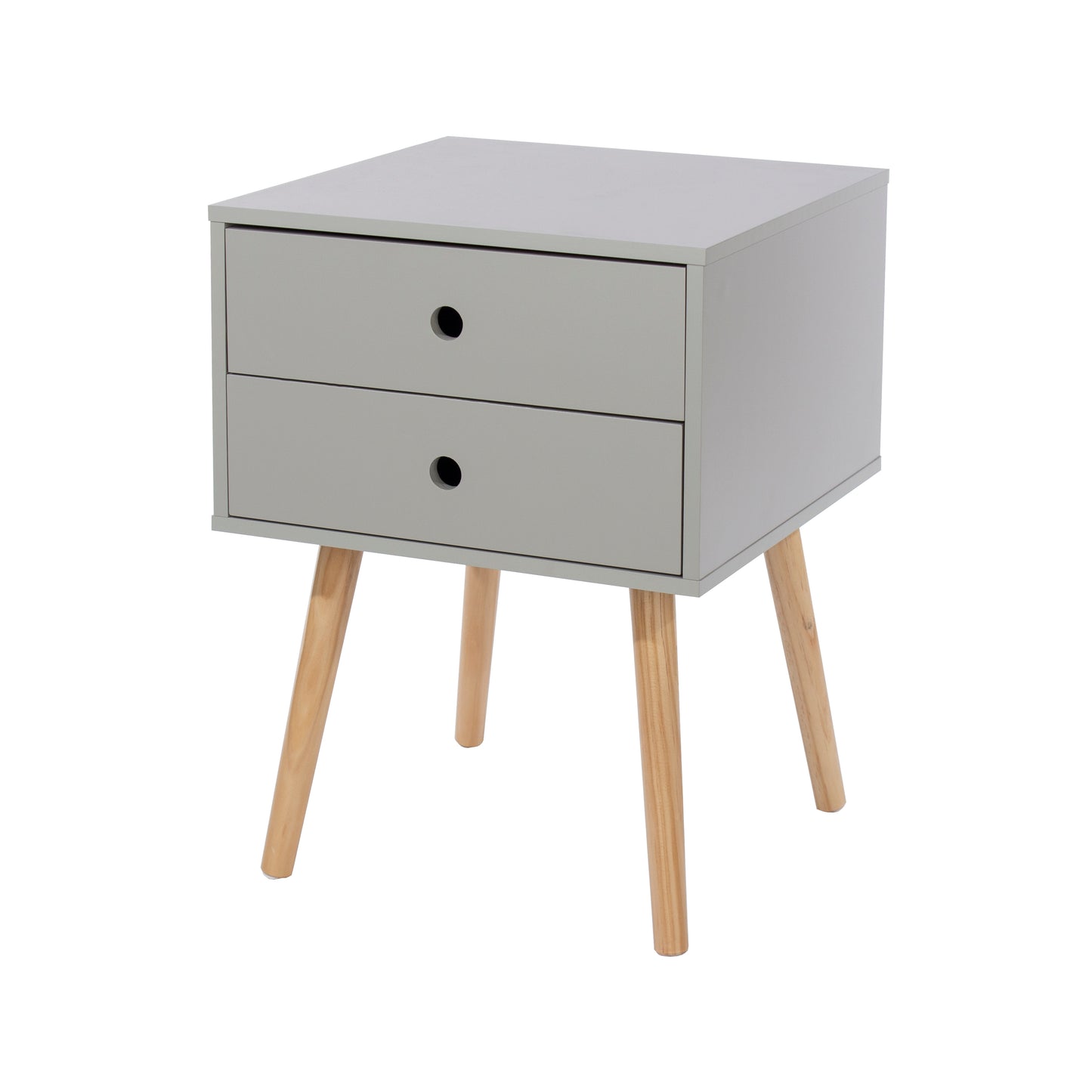 Bravo Furniture | Scandia 2 Drawers Wood Legs Bedside Cabinet Grey