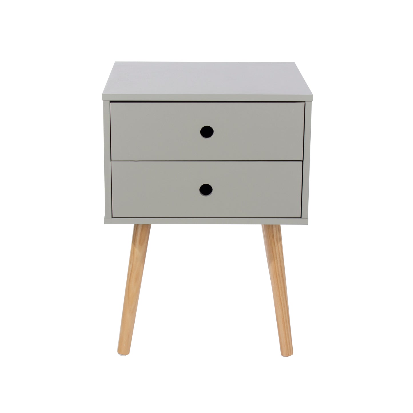 Bravo Furniture | Scandia 2 Drawers Wood Legs Bedside Cabinet Grey