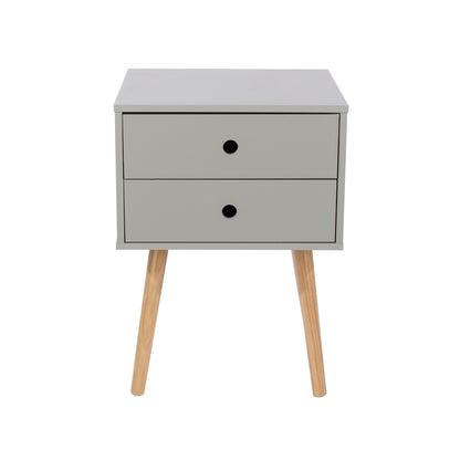 Bravo Furniture | Scandia 2 Drawers Wood Legs Bedside Cabinet Grey