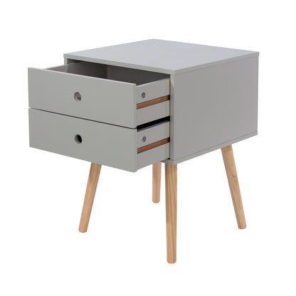 Bravo Furniture | Scandia 2 Drawers Wood Legs Bedside Cabinet Grey