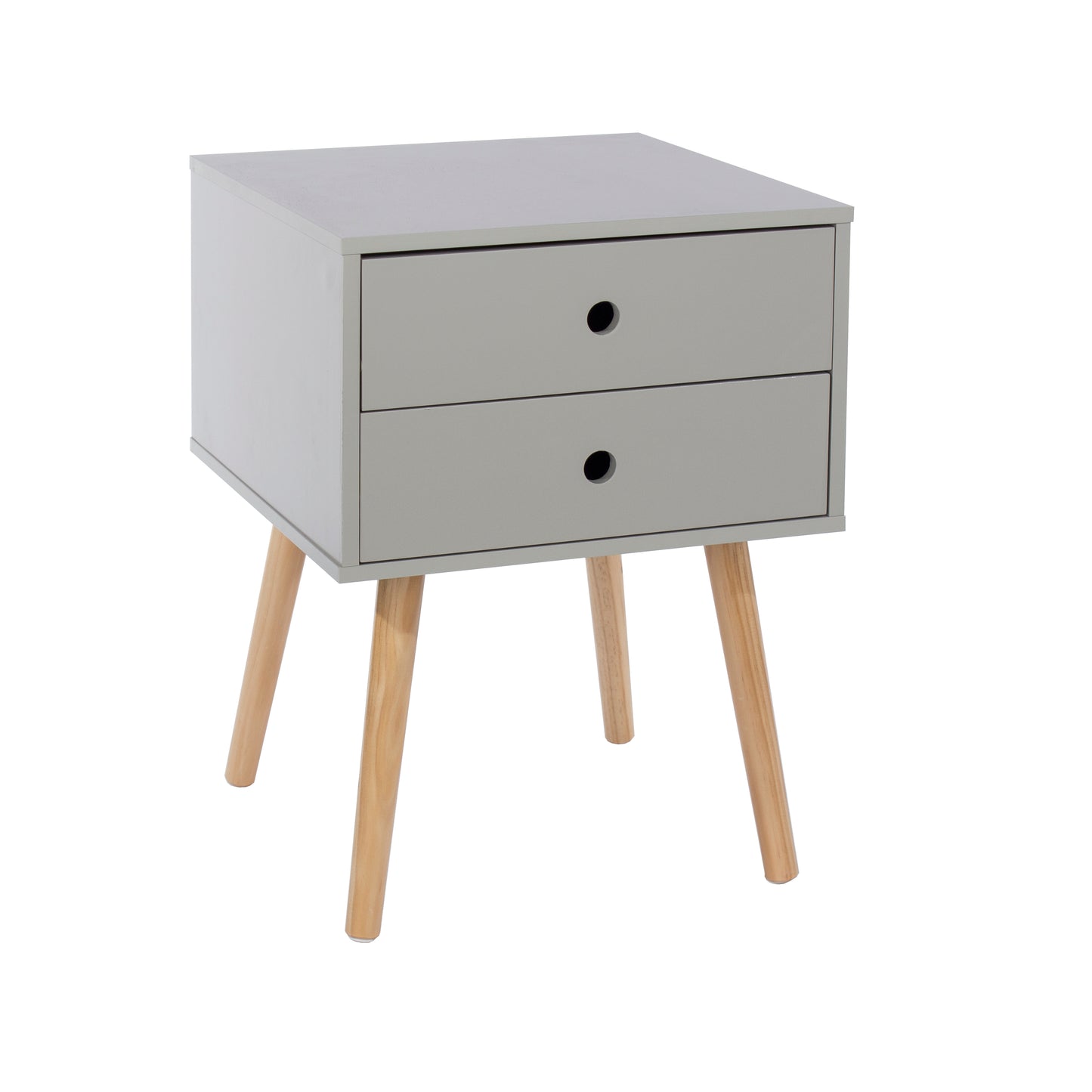 Bravo Furniture | Scandia 2 Drawers Wood Legs Bedside Cabinet Grey