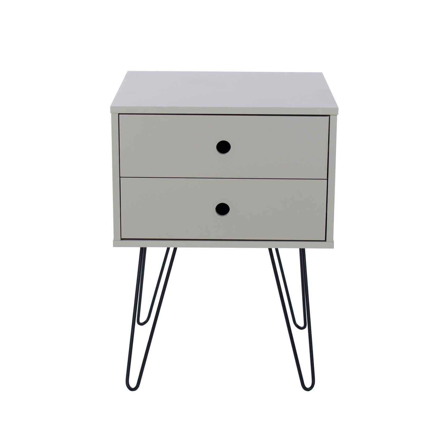 Bravo Furniture | Telford 2 Drawers Bedside Cabinet With Hair Pin Legs Grey