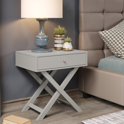 Bravo Furniture | X Leg 1 Drawer Bedside Cabinet Grey